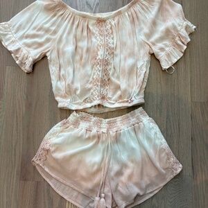 DIP DYE CROCKET TRIM CREPE SET- TOP AND BOTTOM NWT